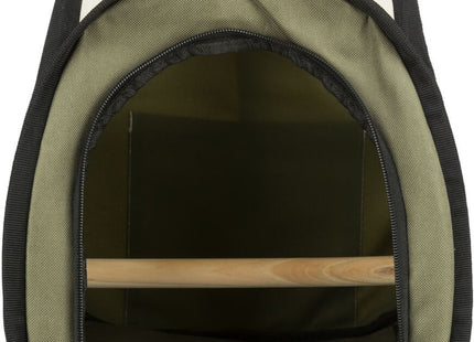 Transporttasche für Vögel und Kleintiere in Beige-Olivgrün, ideal für unterwegs