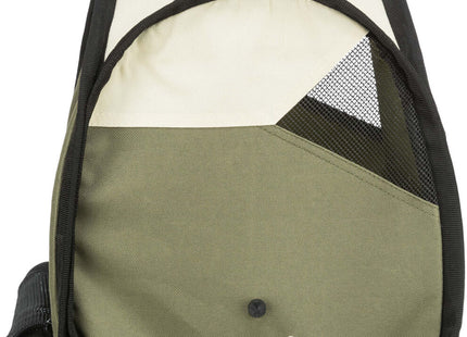 Transporttasche für Vögel und Kleintiere in Beige-Olivgrün, ideal für unterwegs