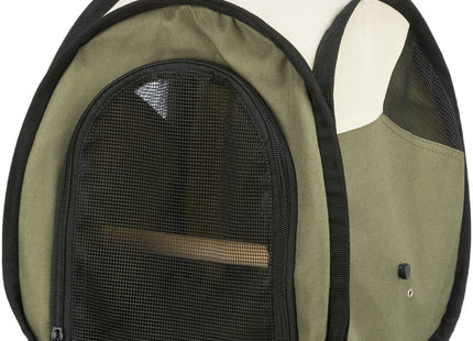 Transporttasche für Vögel und Kleintiere in Beige-Olivgrün, ideal für unterwegs