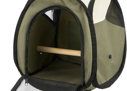 Transporttasche für Vögel und Kleintiere in Beige-Olivgrün, ideal für unterwegs