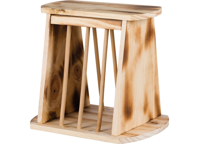 Trixie Heuraufe mit Deckel - geflammtes Holz 25x22x18cm