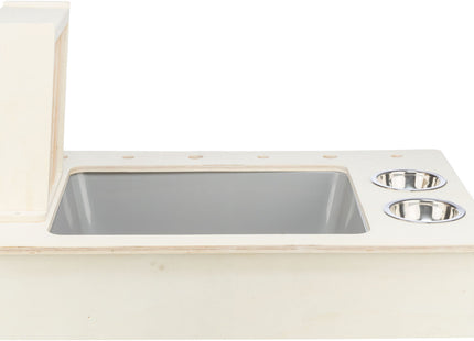 Trixie Futterstation – Holz mit Näpfen und Heuraufe