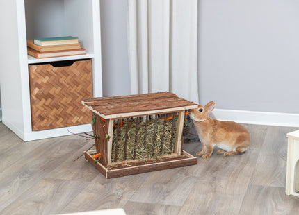 Trixie Heuraufe mit Dach - Rindenholz 40×22×30cm