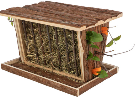 Trixie Heuraufe mit Dach - Rindenholz 40×22×30cm