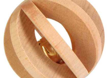 Trixie Lamellenholzball mit Glocke für Nager, ø6 cm - hochwertiges Spielzeug für kleine Haustiere