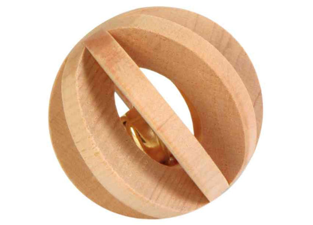 Trixie Lamellenholzball mit Glocke für Nager, ø6 cm - hochwertiges Spielzeug für kleine Haustiere