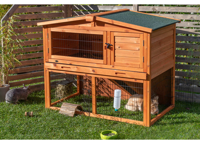Trixie Natura Kaninchenstall - mit Freigehege, braun