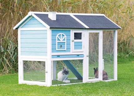 Trixie Natura Kleintierstall - 2 Etagen, blau/weiss