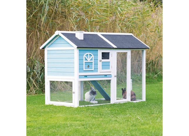 Trixie Natura Kleintierstall - 2 Etagen, blau/weiss