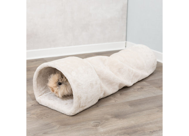 Trixie Kuscheltunnel – Plüsch, naturfarben, 27x21x80cm