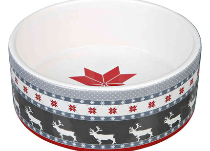 Trixie Xmas Keramiknapf – grau rot weiss klein