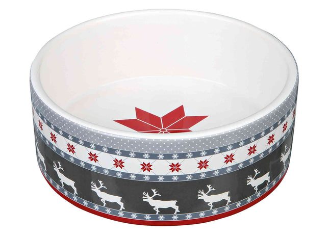 Trixie Xmas Keramiknapf – grau rot weiss klein