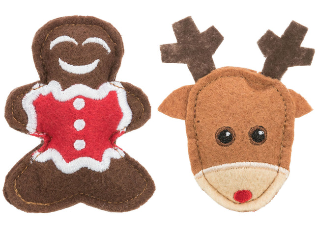 Trixie Xmas Elch und Lebkuchenmann - Filzspielzeug, 2 Stück