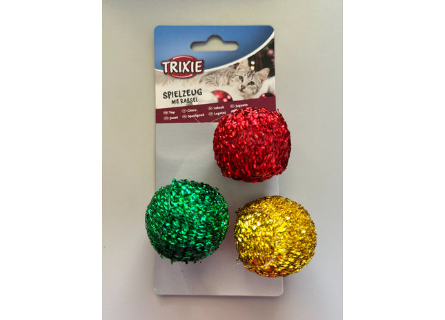 Trixie Xmas Rasselbälle - Kunststoff, 3er-Set bunt